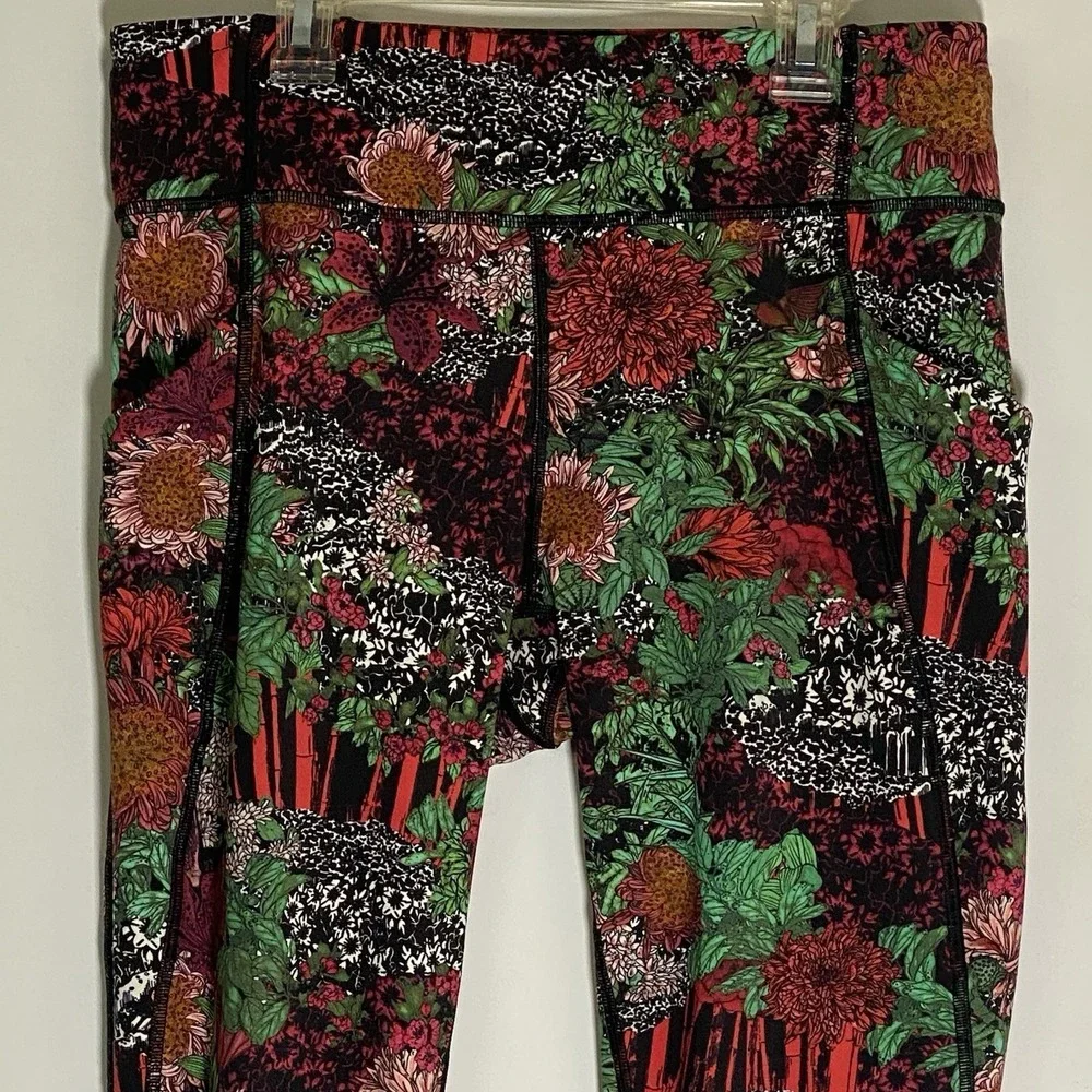 Lululemon Wunder Under Crop Leggings Womens 10 Multicolor Floral Zen Garden Boho